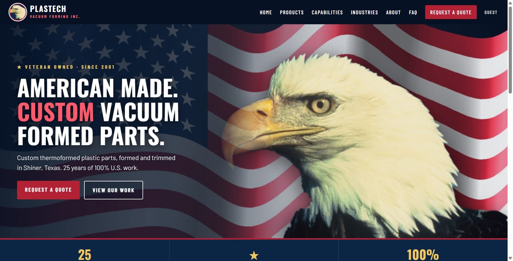 The Plastech Vacuum Forming Inc. homepage designed by GSWE